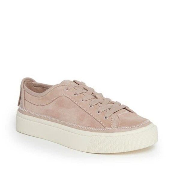NEW AllSaints Bella Suede Low Top Sneakers Dirty Pink Size 8/38 NEW - Picture 1 of 15